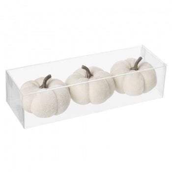 Set of Three White Velvet Pumpkin Halloween Decorations