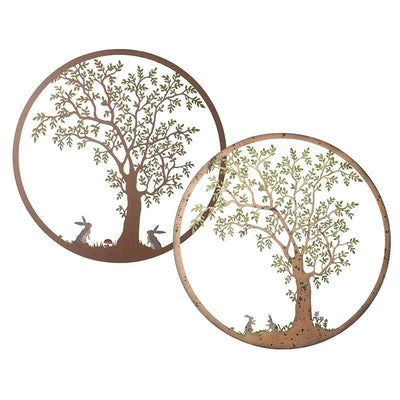 Heaven Sends Garden Accessories Light Hare and Tree Metal Wall Cutout Plaque - Choice of Design