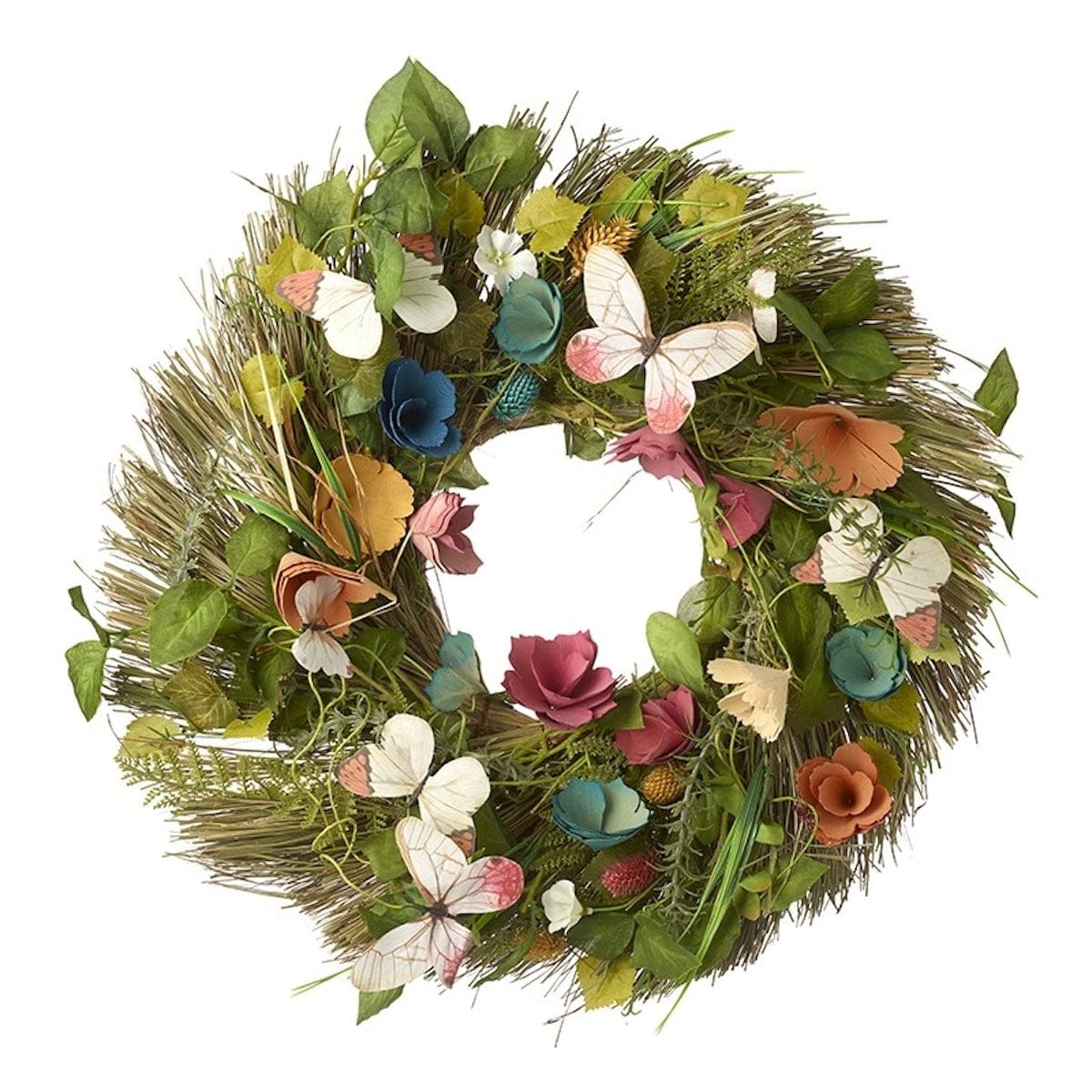 Multicoloured Butterfly and Floral Wreath