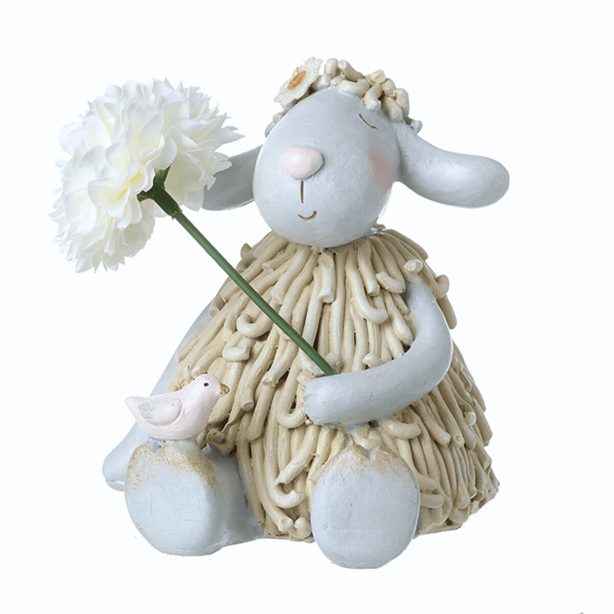 Heaven Sends Easter Decorations Resin Sheep with Flower Easter Decoration