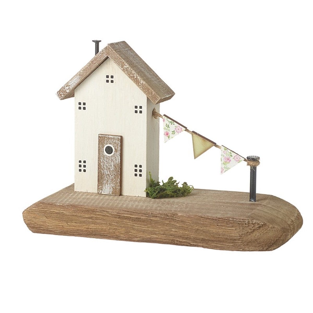 Heaven Sends Home accessories Rustic Wooden House with Garland Ornament