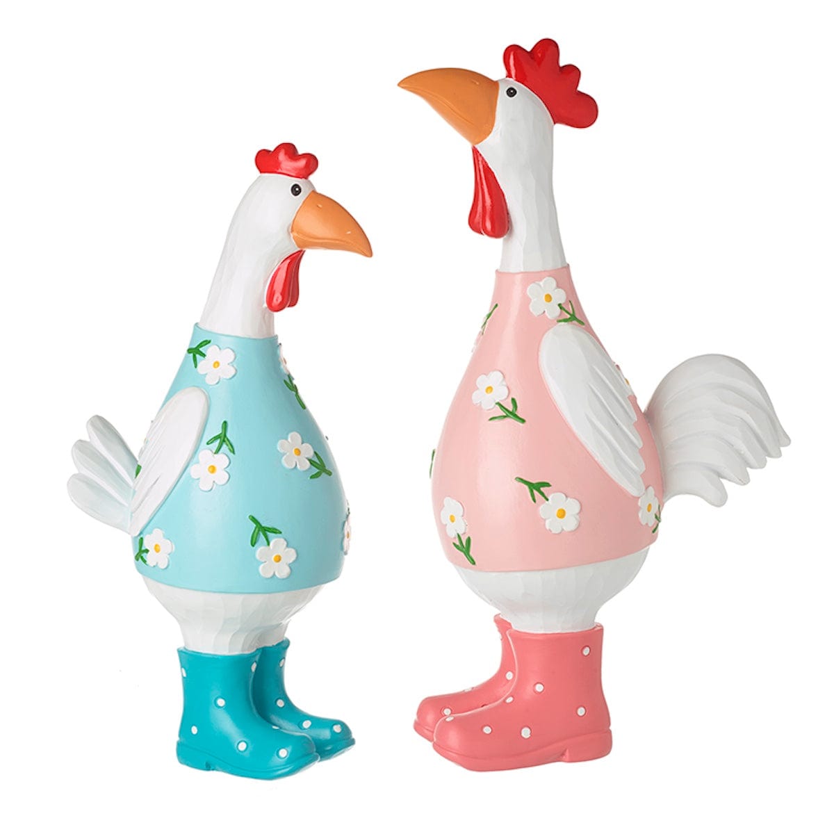 Heaven Sends Ornaments Set of 2 Floral Cockerels in Wellies Ornaments