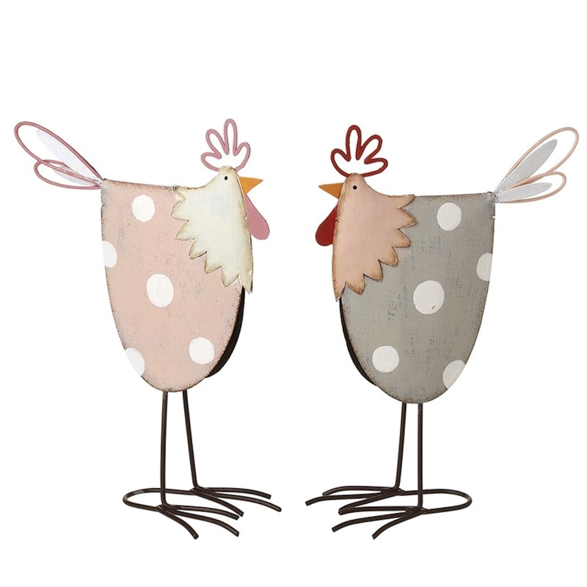 Heaven Sends Easter Decorations Set of 2 Metal Chicken Easter Decorations