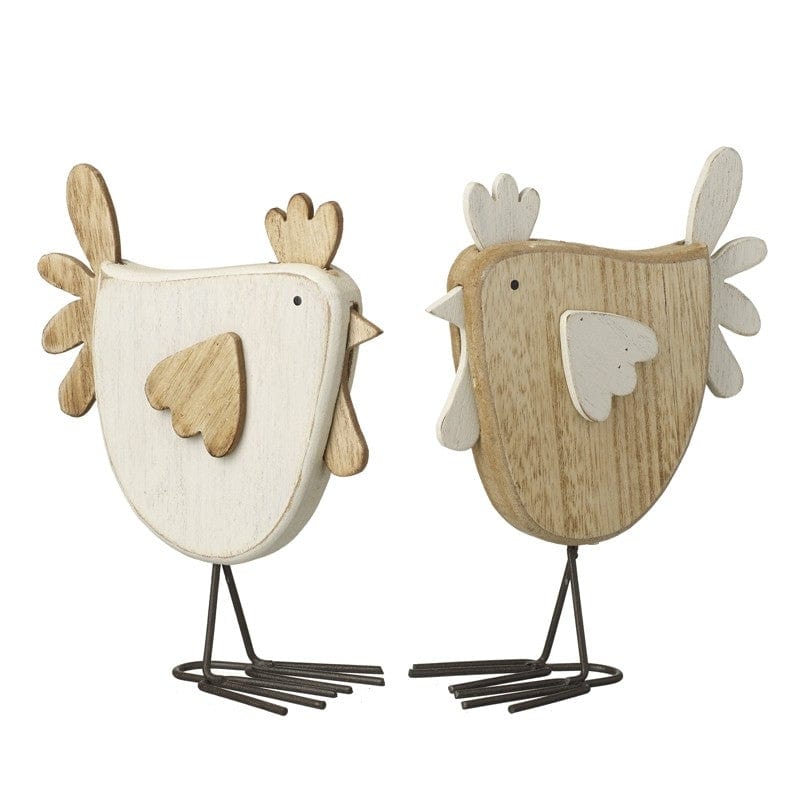 Heaven Sends Easter Decorations Set of 2 Wooden Hen Easter Decorations