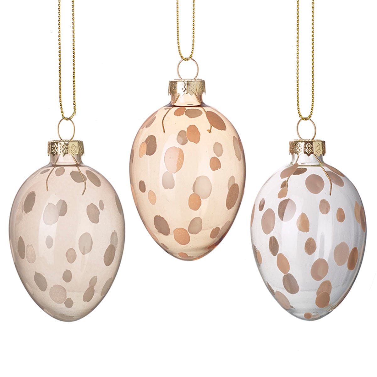 Heaven Sends Easter Decorations Set of 3 Glass Spotty Easter Egg Decorations