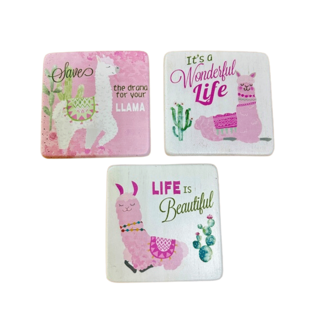 Heaven Sends Coasters & Placemats Set of 3 Llama Design Coasters