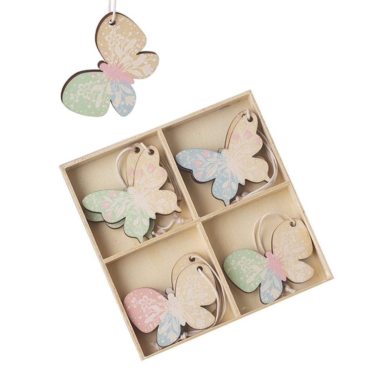 Heaven Sends Easter Decorations Set of 8 Wooden Pastel Butterfly Easter Decorations