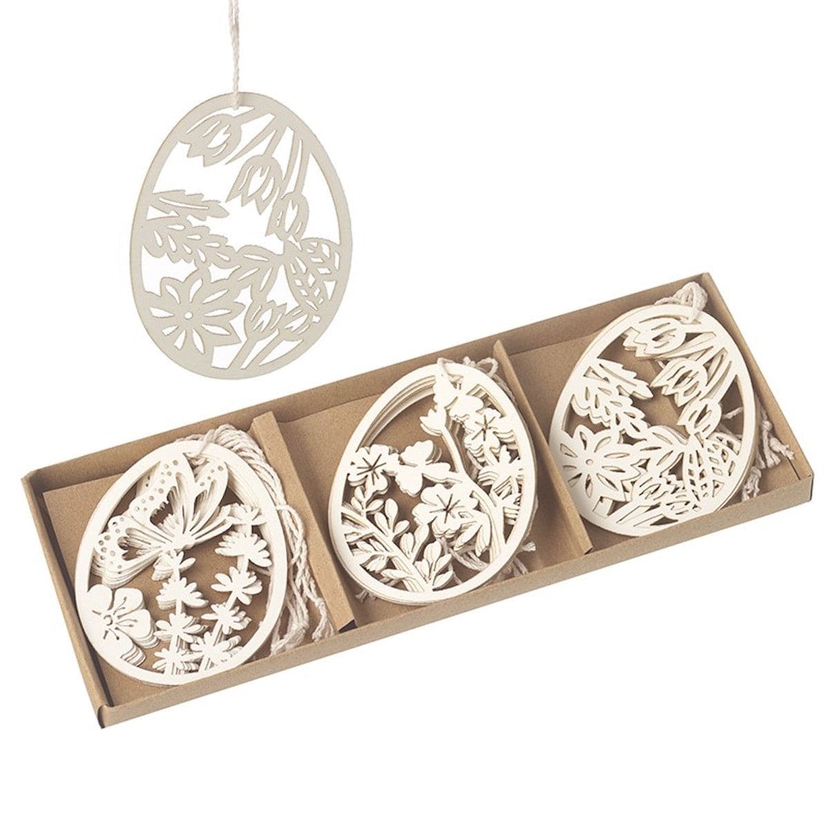 Set of Floral Paper Hanging Easter Egg Decorations
