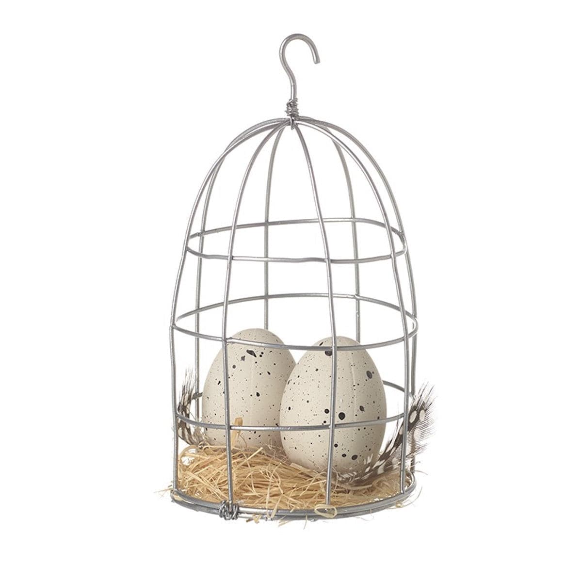 Heaven Sends Easter Decorations Speckled Eggs in Cage Easter Decoration