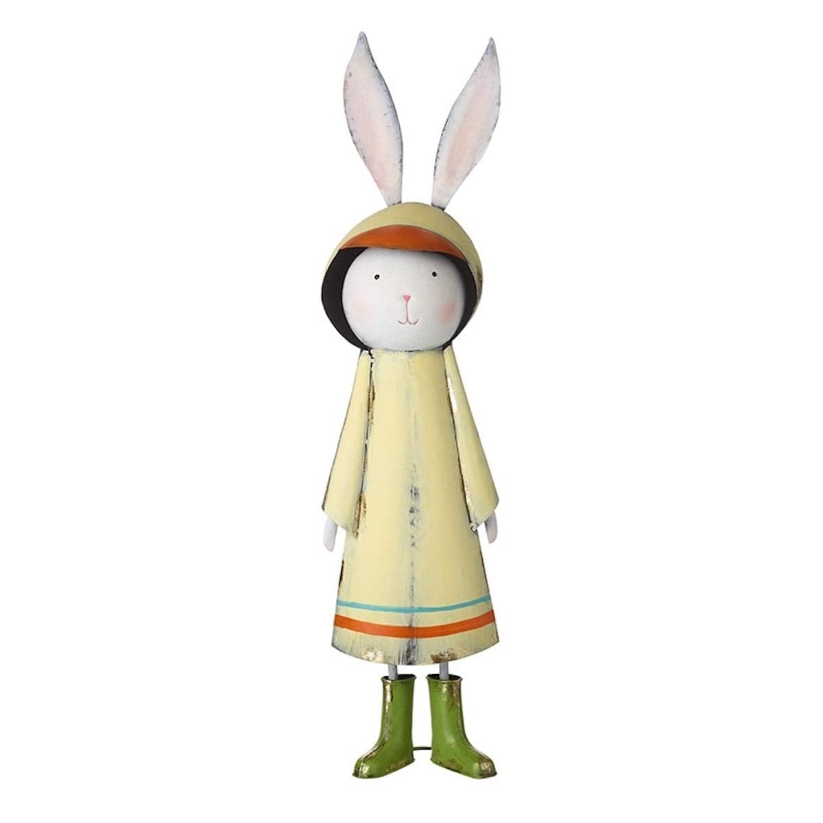 Tall Metal Rabbit in Yellow Raincoat Ornament