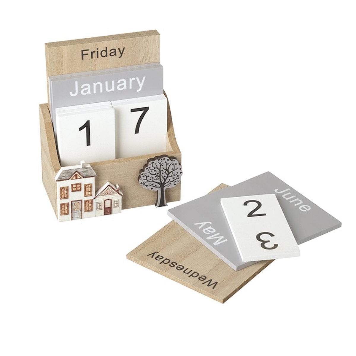 Heaven Sends Home accessories Wooden House Design Perpetual Calendar