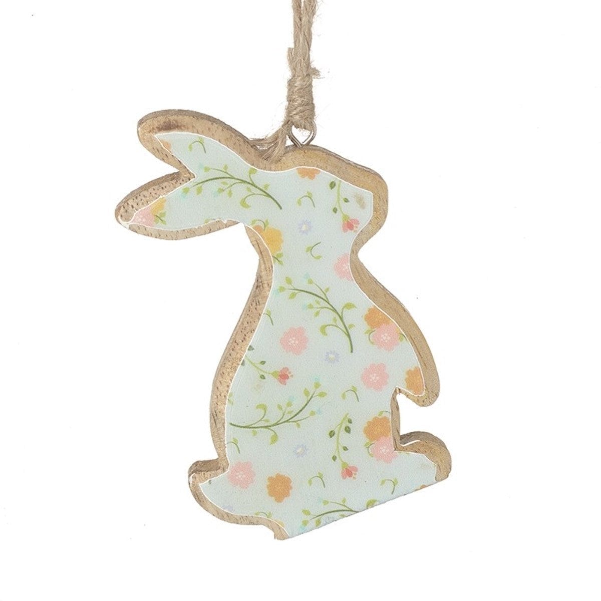Heaven Sends Easter Decorations Wooden Rabbit with Floral Design Easter Decoration