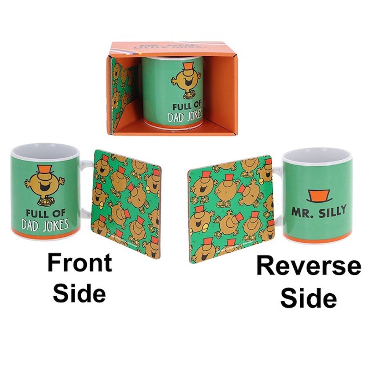 Joe Davies Mugs & Drinkware Mr Men Mr Silly Full of Dad Jokes Mug and Coaster Set