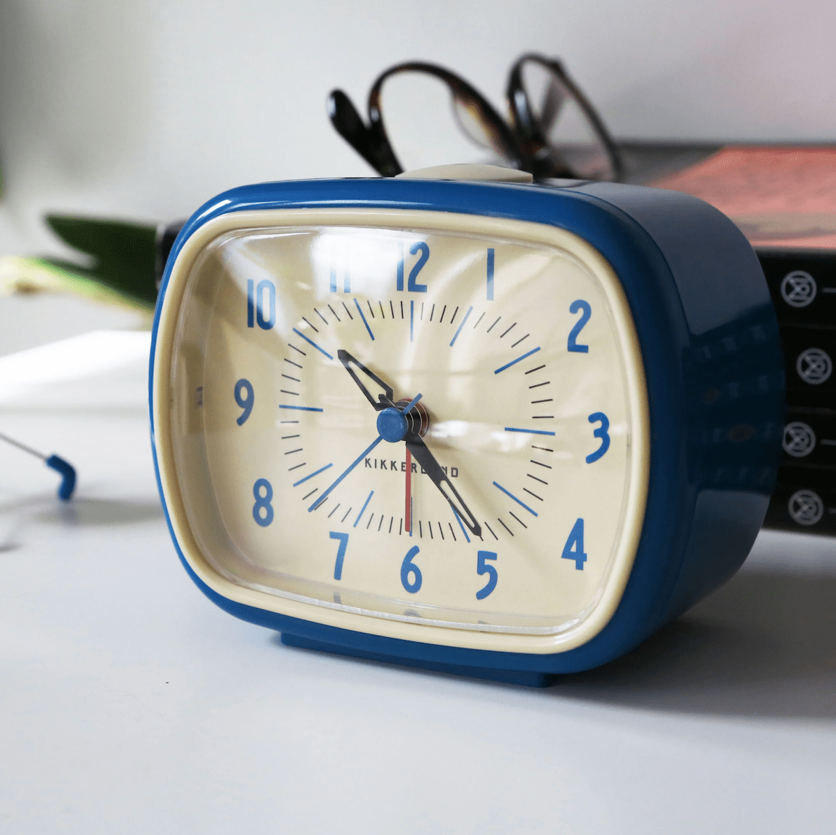 Kikkerland Clock Blue Retro Alarm Clock