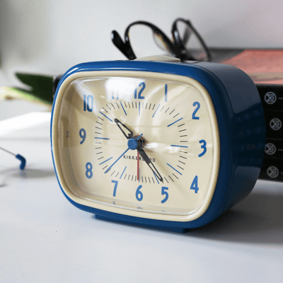 Kikkerland Clock Blue Retro Alarm Clock