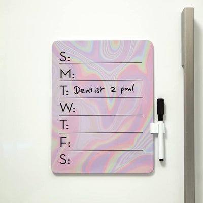 Kikkerland Chalkboard Iridescent Weekly Dry Erase Board with Pen