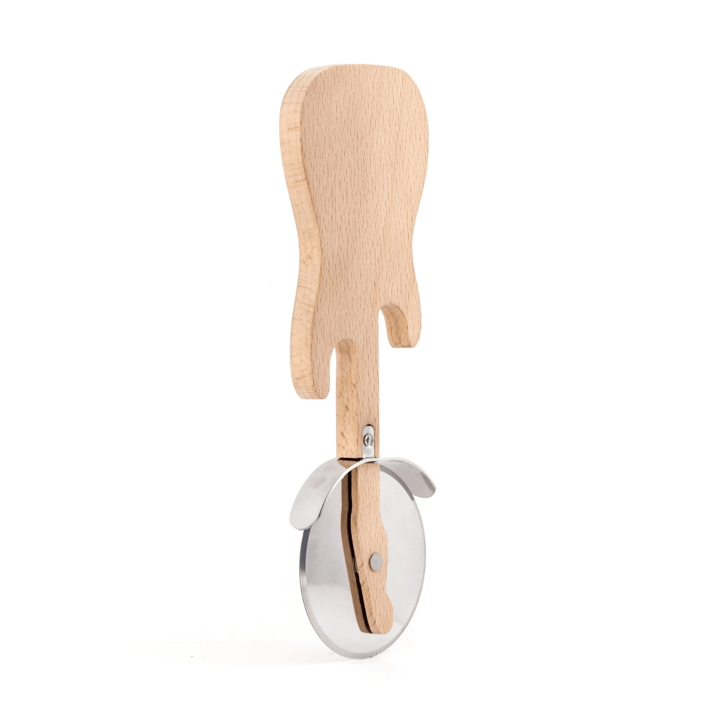 Kikkerland Kitchen Accessories Wooden Guitar Shaped Pizza Cutter