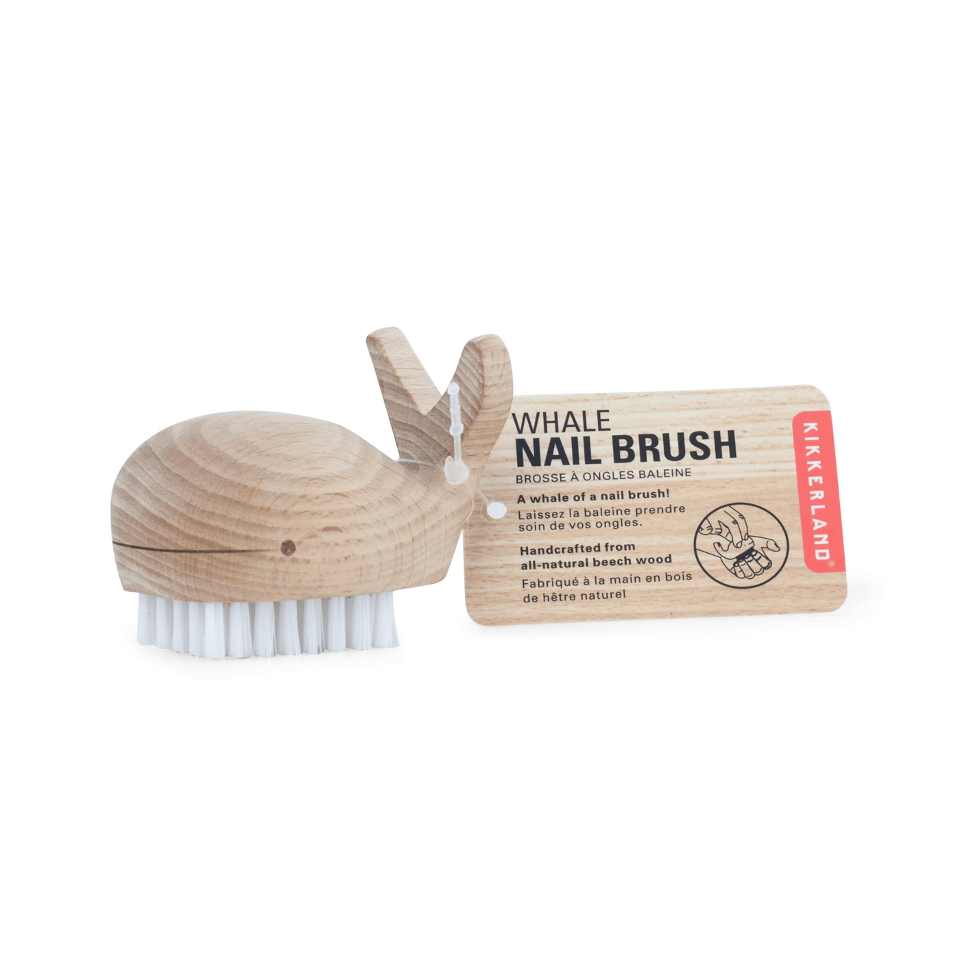 Kikkerland Bathroom Accessories Wooden Whale Design Nail Brush