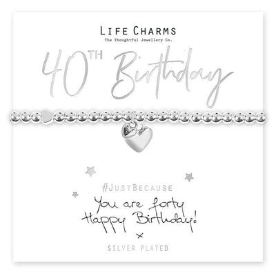 Life Charms Novelty Gifts 40th Birthday Heart Design Bracelet