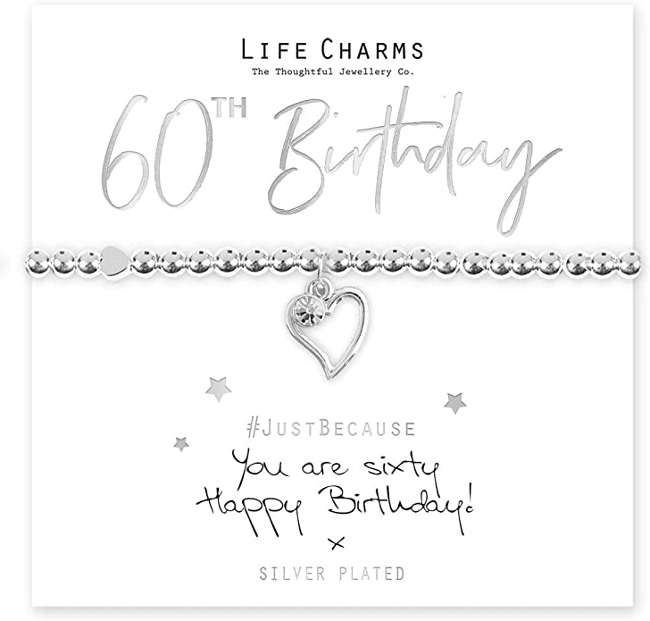Life Charms Novelty Gifts 60th Birthday Heart Design Bracelet
