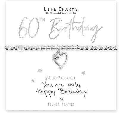 Life Charms Novelty Gifts 60th Birthday Heart Design Bracelet