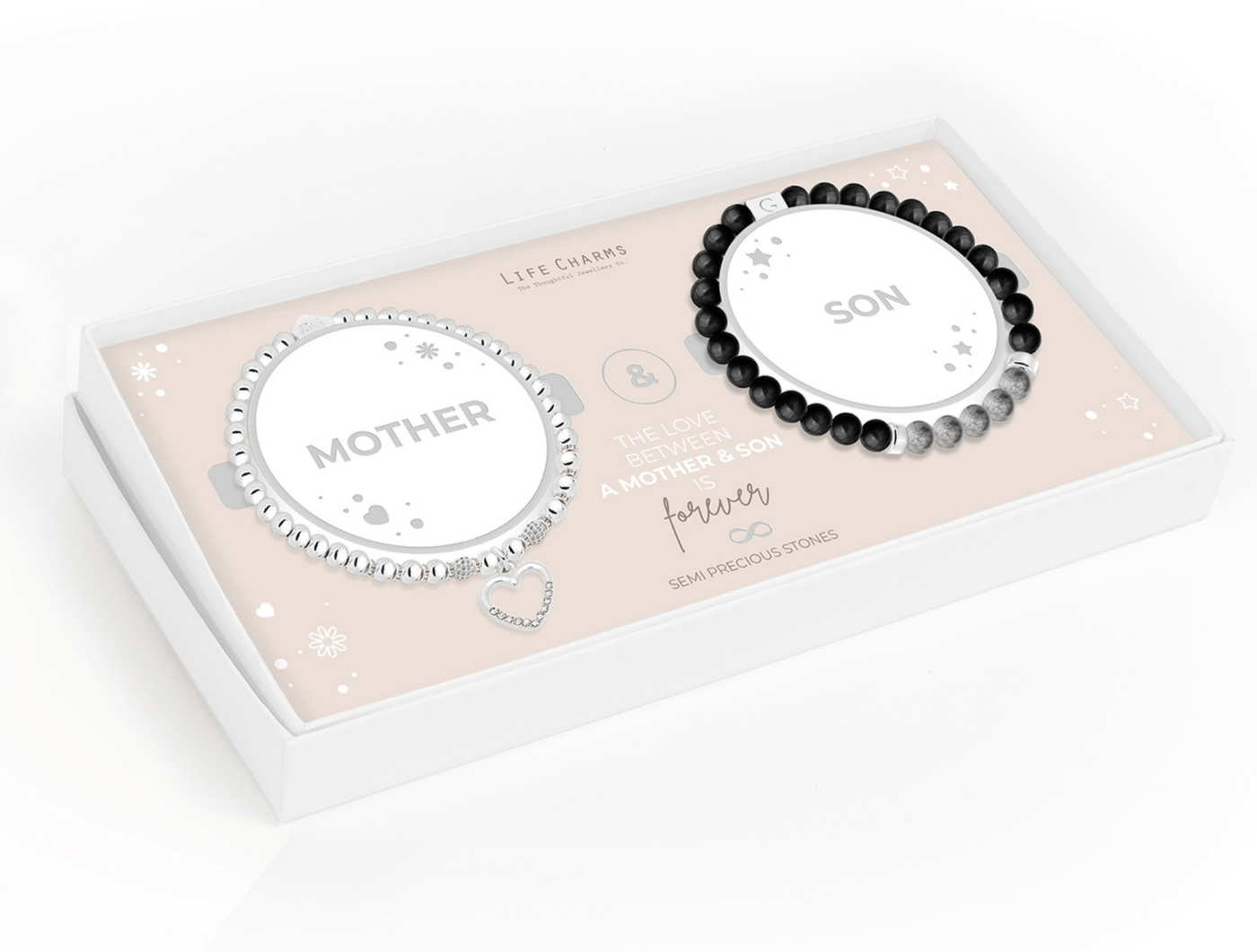 Life Charms Jewellery Mother and Son Gift Boxed Set of Bracelets