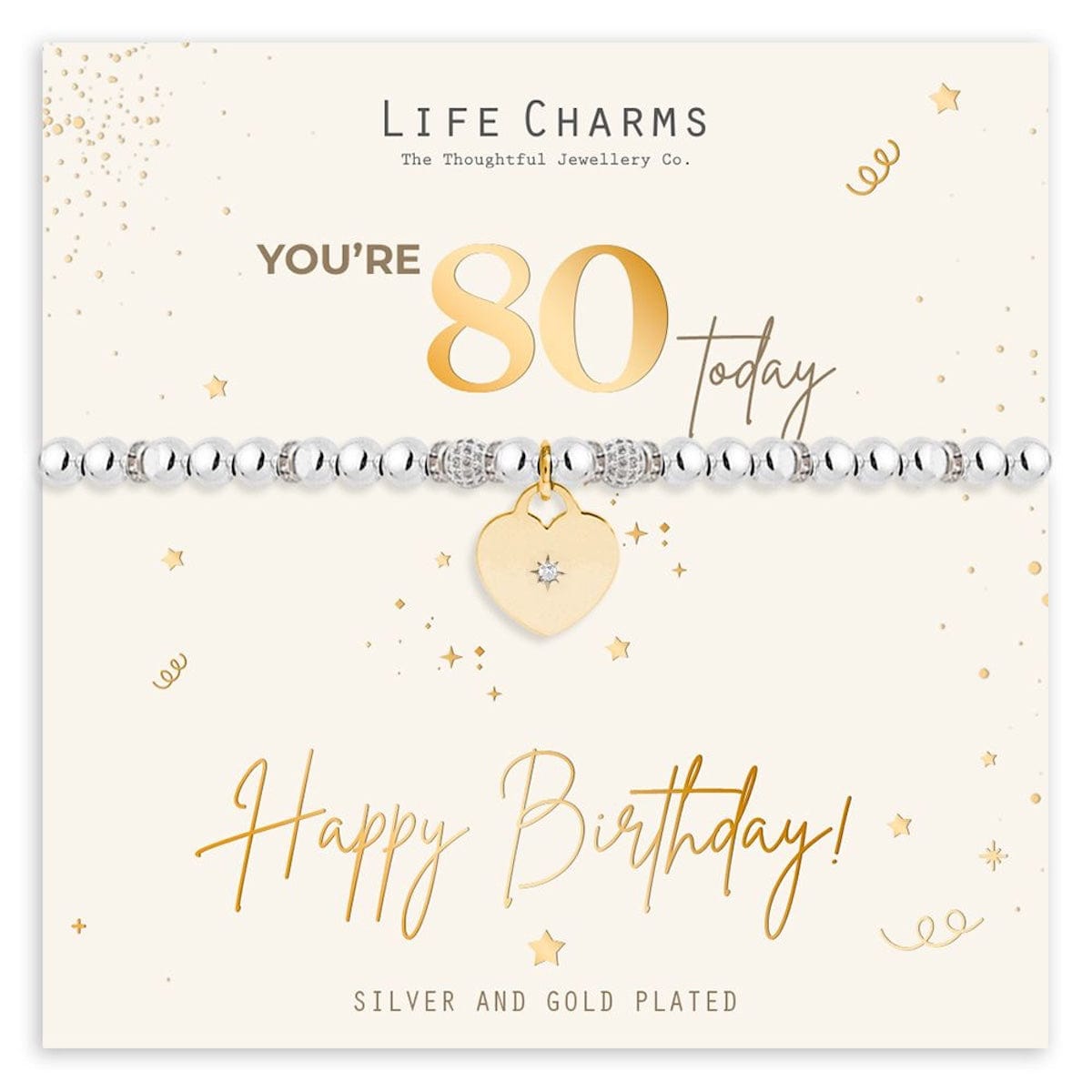 Life Charms Jewellery You're 80 Today Happy Birthday Gift Boxed Bracelet