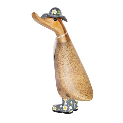 Mollie and Fred Gifts DCUK Floral Wellies and Floral Hat Wooden Ducks - Choice of Design