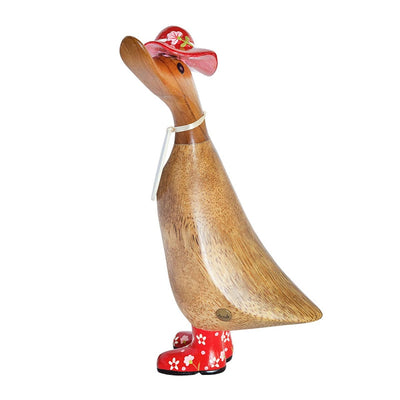 Mollie and Fred Gifts DCUK Floral Wellies and Floral Hat Wooden Ducks - Choice of Design