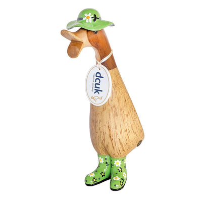 Mollie and Fred Gifts DCUK Floral Wellies and Floral Hat Wooden Ducks - Choice of Design