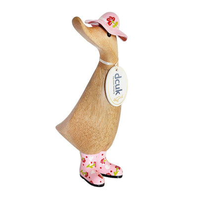 Mollie and Fred Gifts DCUK Floral Wellies and Floral Hat Wooden Ducks - Choice of Design