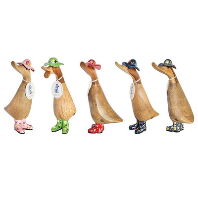 Mollie and Fred Gifts DCUK Floral Wellies and Floral Hat Wooden Ducks - Choice of Design