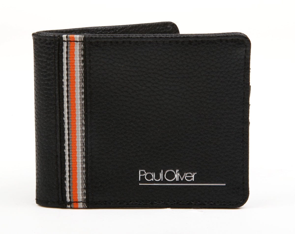 Paul Oliver Purses & Travel Wallets Men's Faux Leather Wallet with Orange Stripe