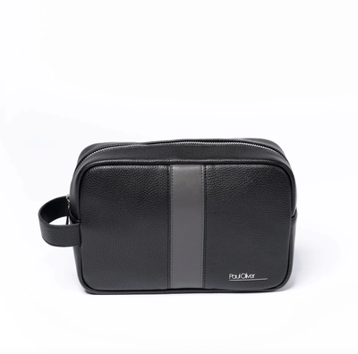 Paul Oliver Wash & Make Up Bags Black with Graphite Men's Wash Bags - Choice of Design