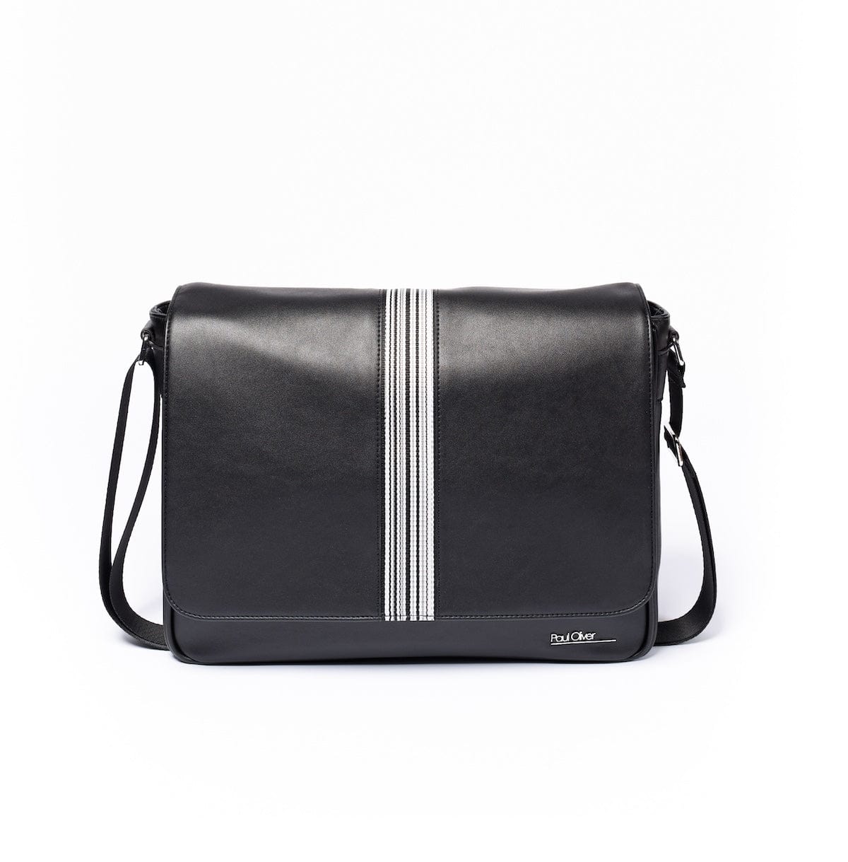 Paul Oliver Bags Black with black & white stripe Messenger Bags - Choice of Design