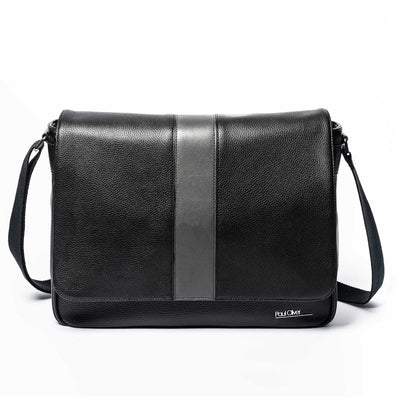 Paul Oliver Bags Black with Graphite stripe Messenger Bags - Choice of Design