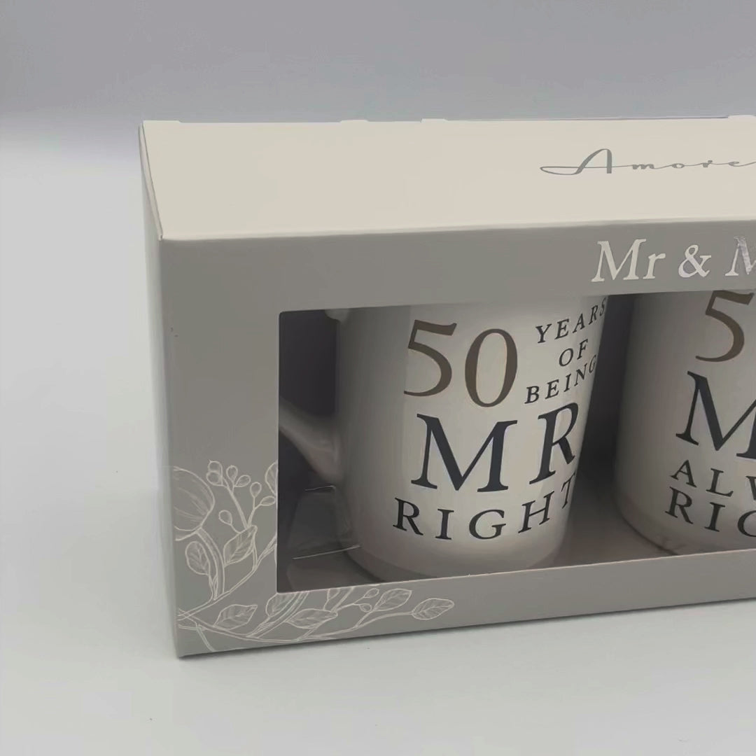 50th Wedding Anniversary Mr and Mrs Right Mugs