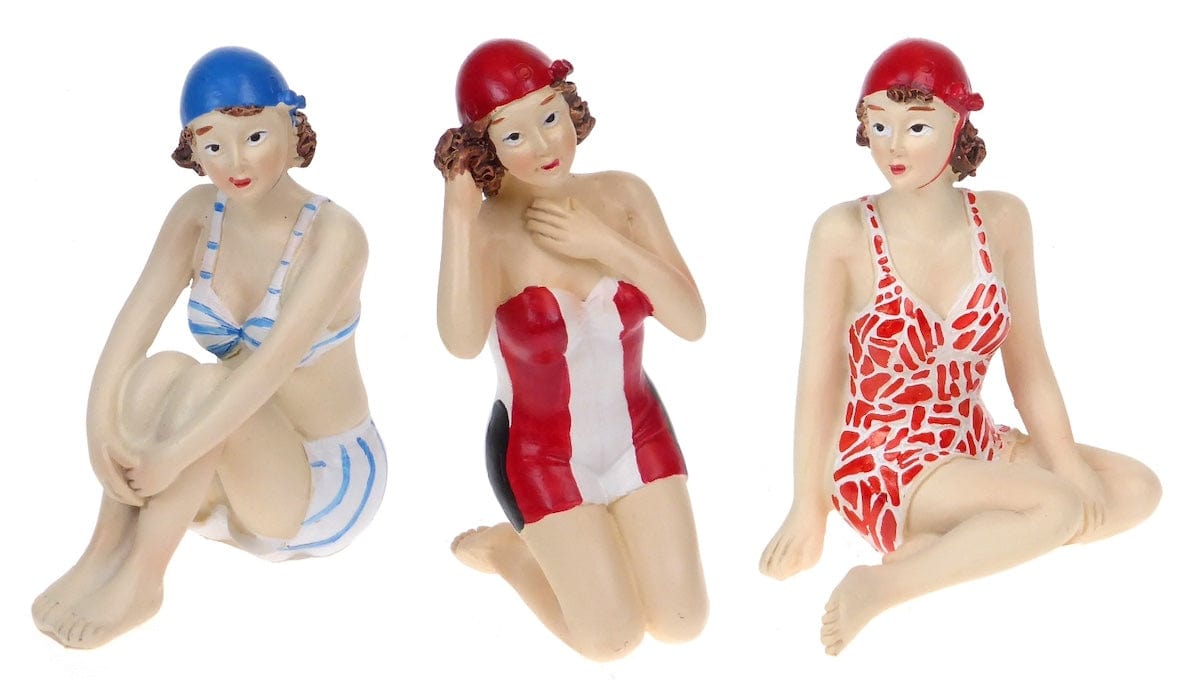 Quay Traders Bathroom Accessories Set of 3 Vintage Beach Lady Nautical Ornaments