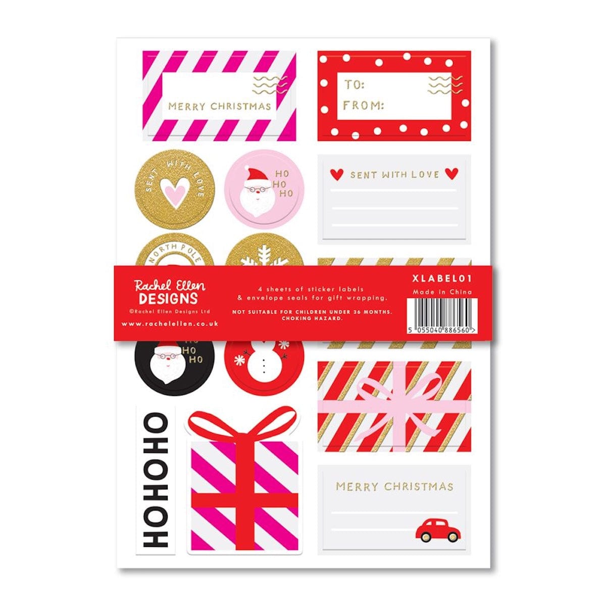 Rachel Ellen Stationery 4 Sheets of Christmas Gift Labels and Envelope Seals