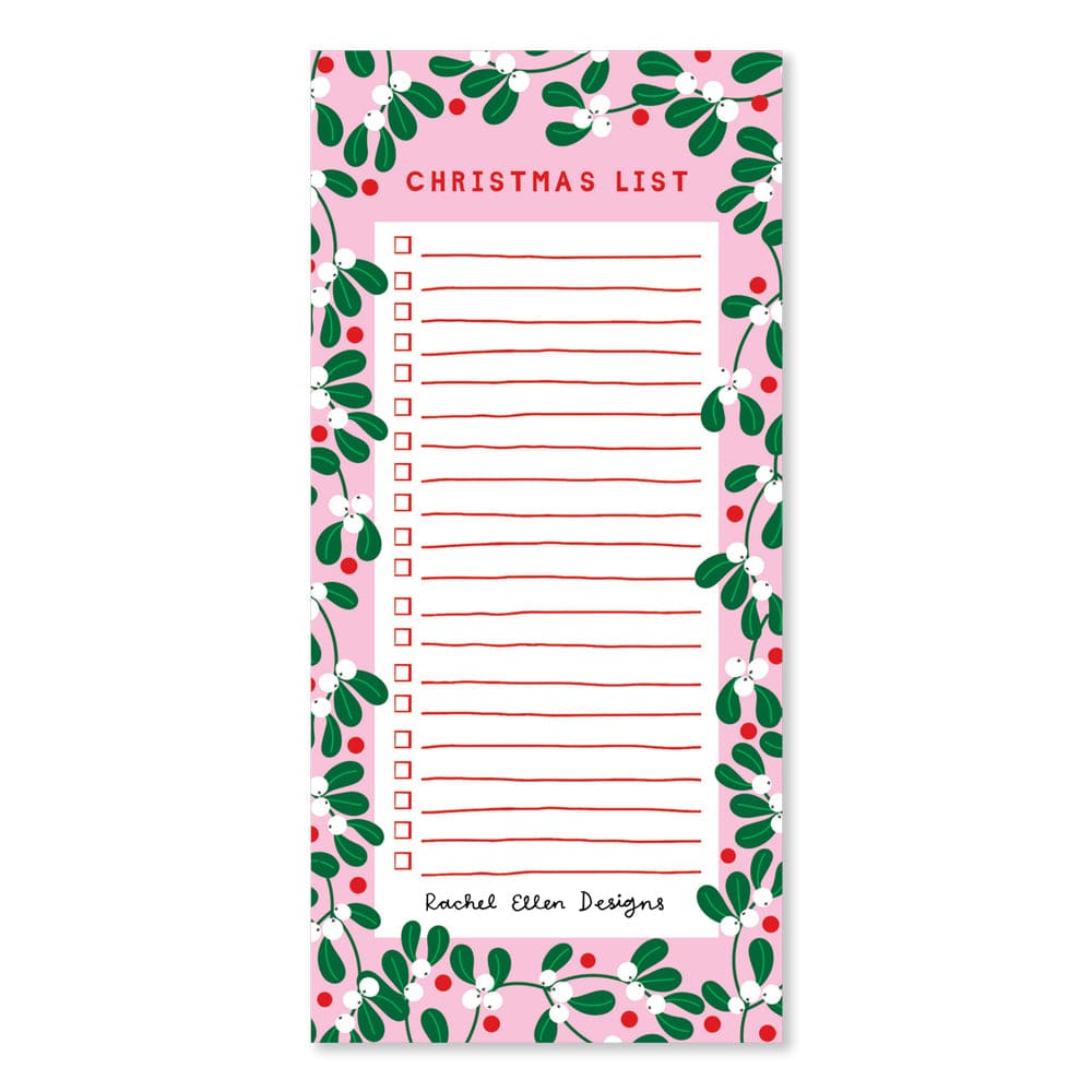 Rachel Ellen Stationery Holly Design Christmas Shopping List Pad