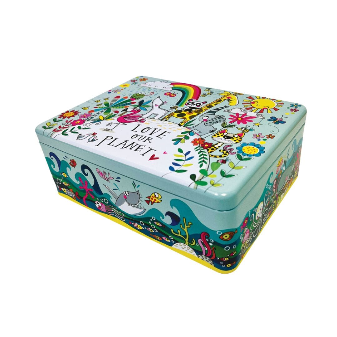 Rachel Ellen Storage Tins Love our Planet Hinged Storage Tin