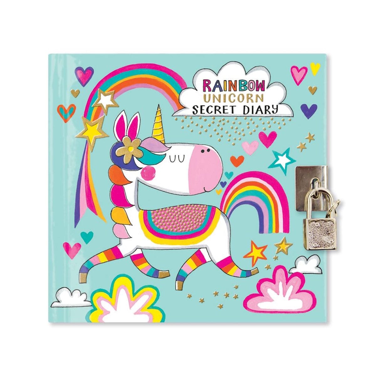 Rachel Ellen Stationery Rainbow Unicorn Secret Diary With Lock and Key