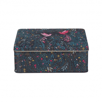 Sara Miller Storage Tin Floral Hummingbird Rectangular Storage Tin