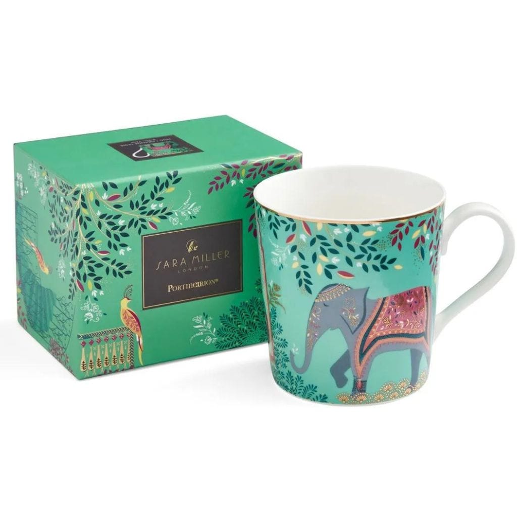Sara Miller Mugs & Drinkware Green India Design Porcelain Mug in Gift Box