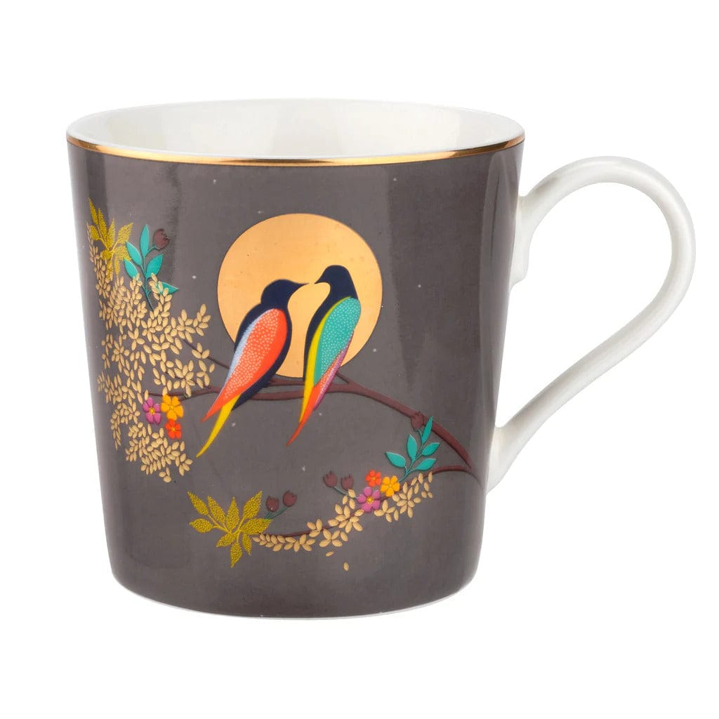 Sara Miller Mugs & Drinkware Grey Chelsea Bird Porcelain Mug in Gift Box