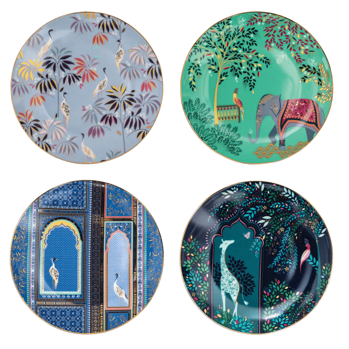 Sara Miller Kitchen Accessories India Design Set of 4 Cake Plates