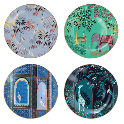 Sara Miller Kitchen Accessories India Design Set of 4 Cake Plates