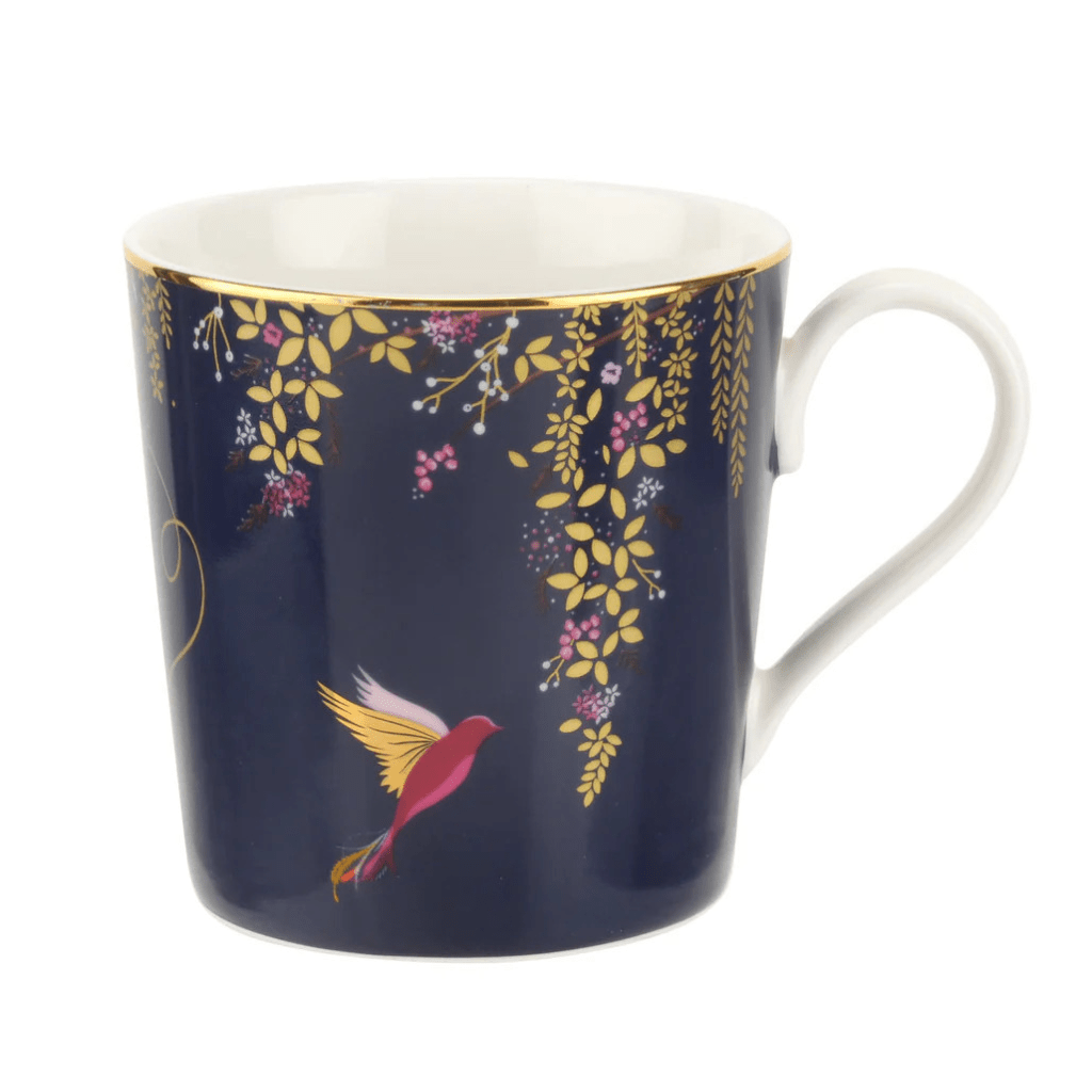 Sara Miller Mugs & Drinkware Navy Chelsea Bird Porcelain Mug in Gift Box