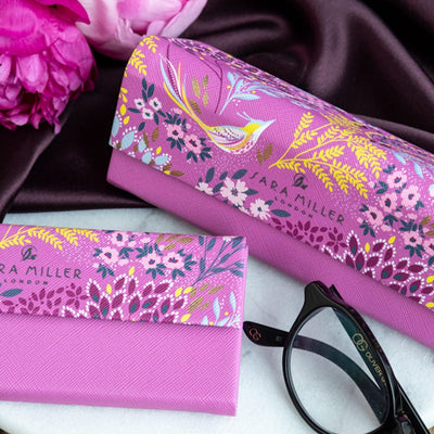 Sara Miller Glasses Case Purple Floral Design Foldable Glasses Case