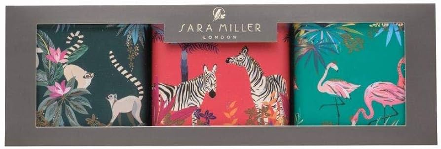 Sara Miller Kitchen Accessories Set of 3 Square Jungle Design Canisters